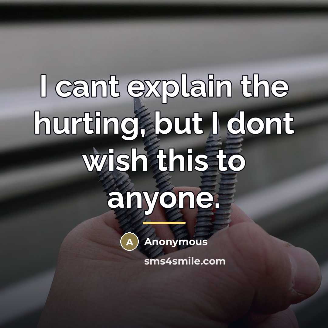 “I cant explain the hurting, but I dont wish this…” quote by Anonymous