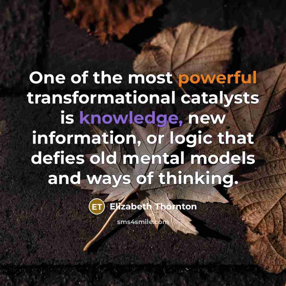 “One of the most powerful transformational catalysts is knowledge, new…” quote by Elizabeth Thornton