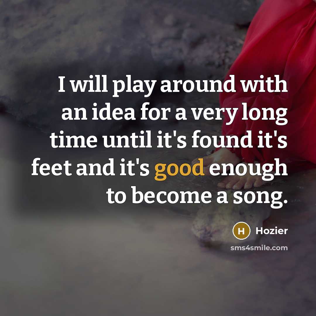 “I will play around with an idea for a very…” quote by Hozier