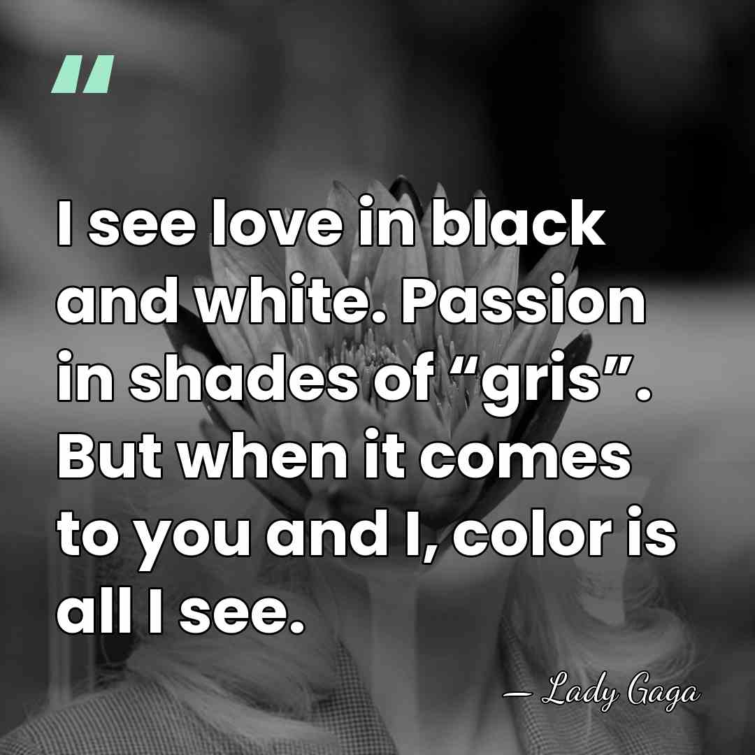 I see love in black and white. Passion in shades of “gris”.&hellip; - Lady Gaga