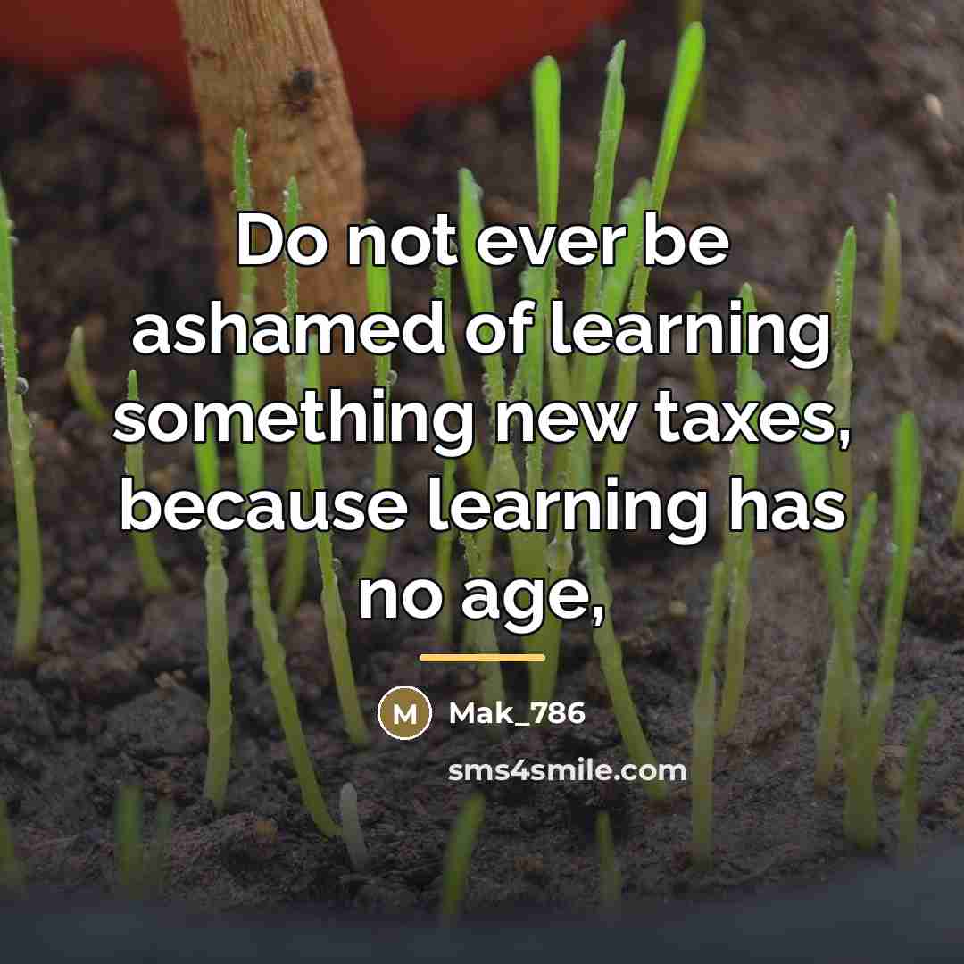 “Do not ever be ashamed of learning something new taxes,…” quote by Mak_786