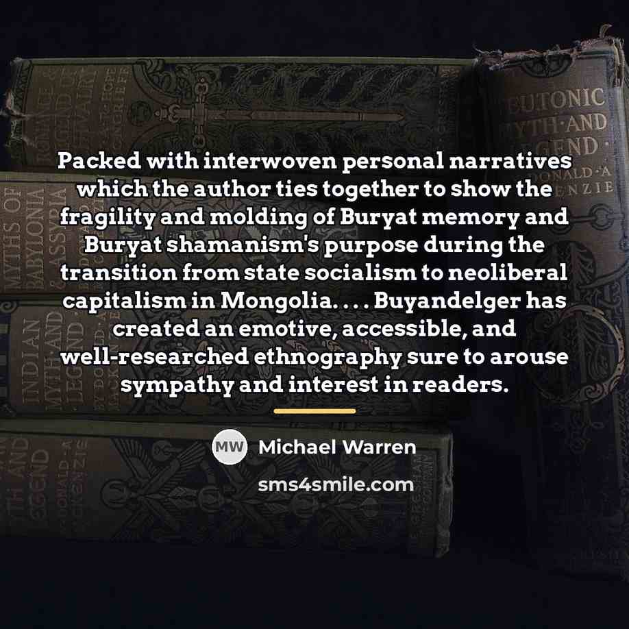 “Packed with interwoven personal narratives which the author ties together…” quote by Michael Warren