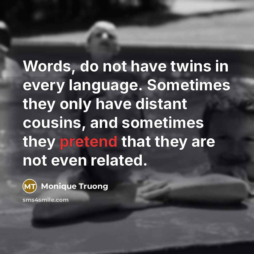 “Words, do not have twins in every language. Sometimes they…” quote by Monique Truong
