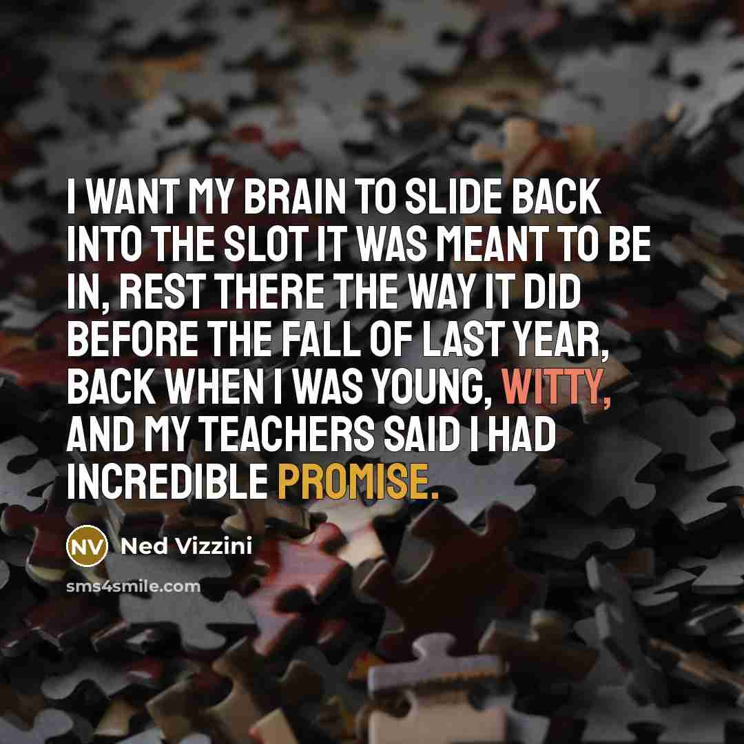 “I want my brain to slide back into the slot…” quote by Ned Vizzini