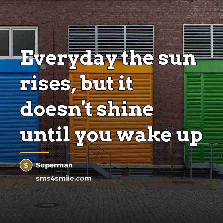 “Everyday the sun rises, but it doesn't shine until you…” quote by Superman