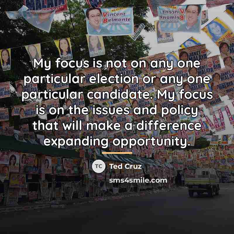 “My focus is not on any one particular election or…” quote by Ted Cruz