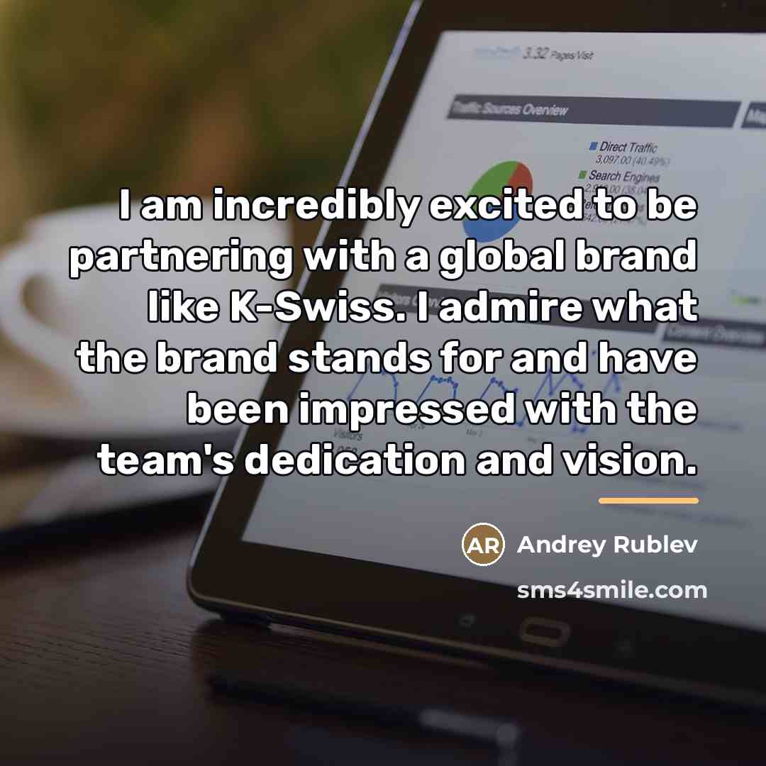 “I am incredibly excited to be partnering with a global…” quote by Andrey Rublev