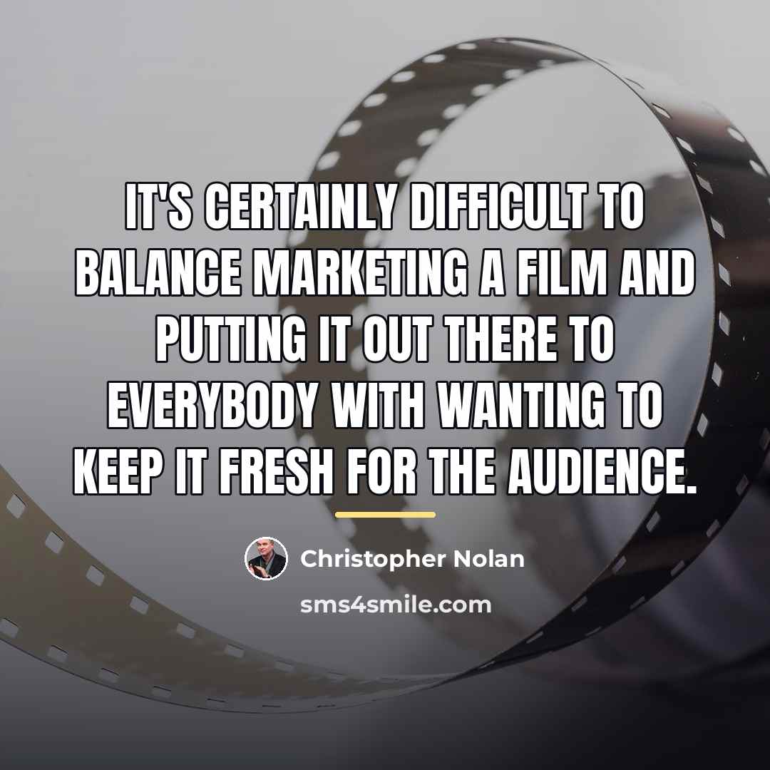 “It's certainly difficult to balance marketing a film and putting…” quote by Christopher Nolan
