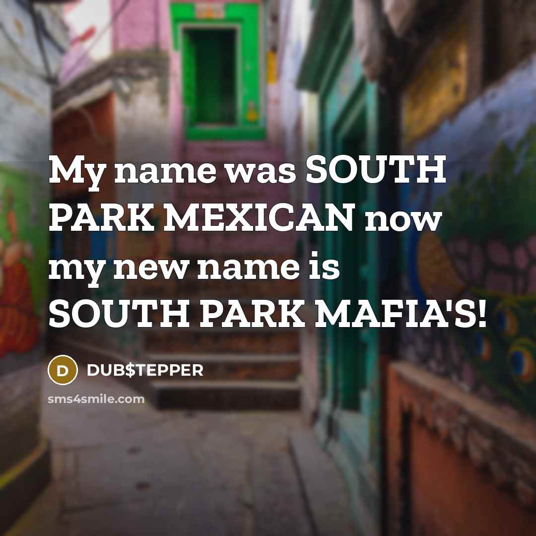 “My name was SOUTH PARK MEXICAN now my new name…” quote by DUB$TEPPER