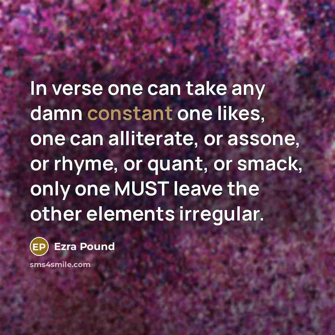 “In verse one can take any damn constant one likes,…” quote by Ezra Pound