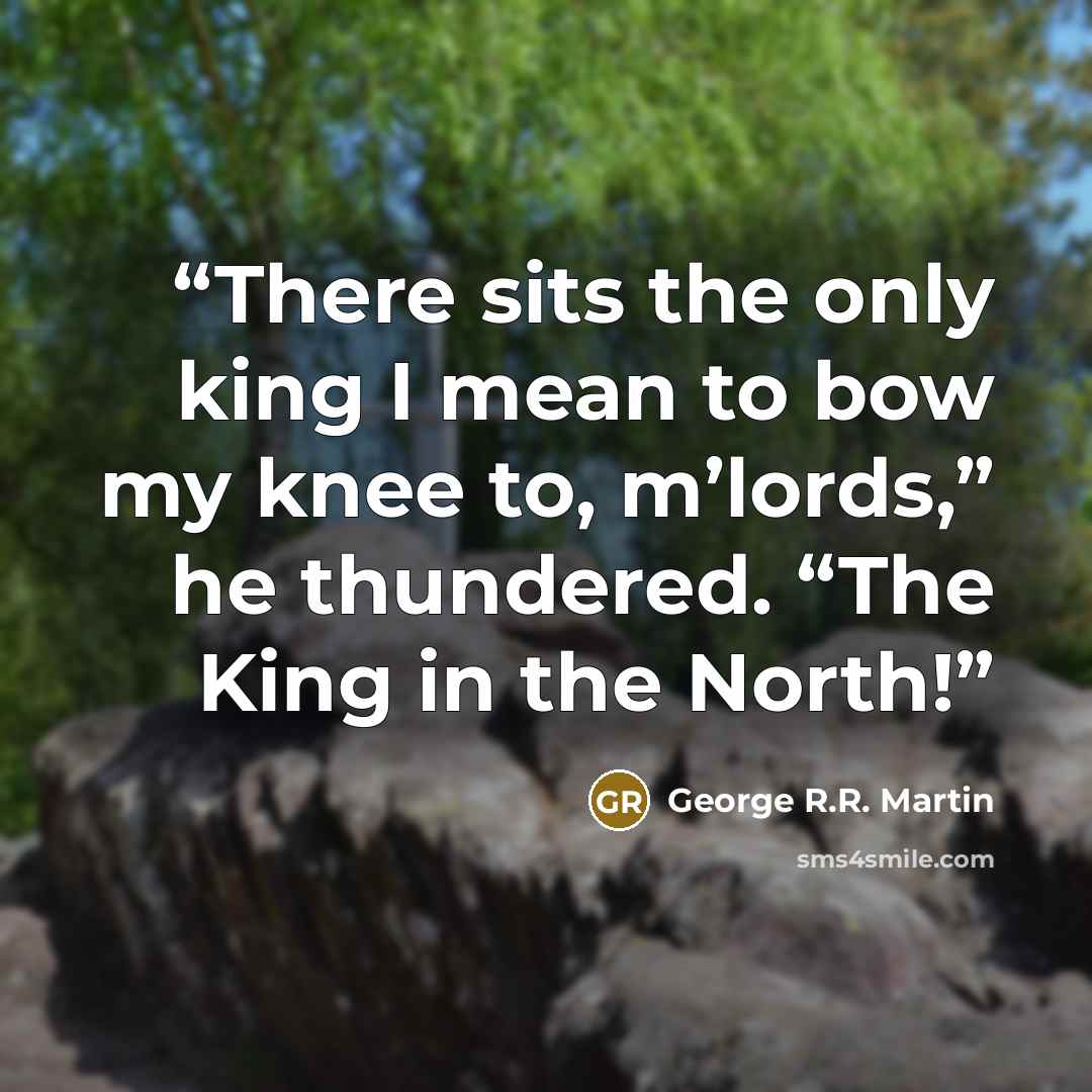 “There sits the only king I mean to bow my knee to, m’lords,” he thundered. “The King in the North!” quote by George R.R. Martin