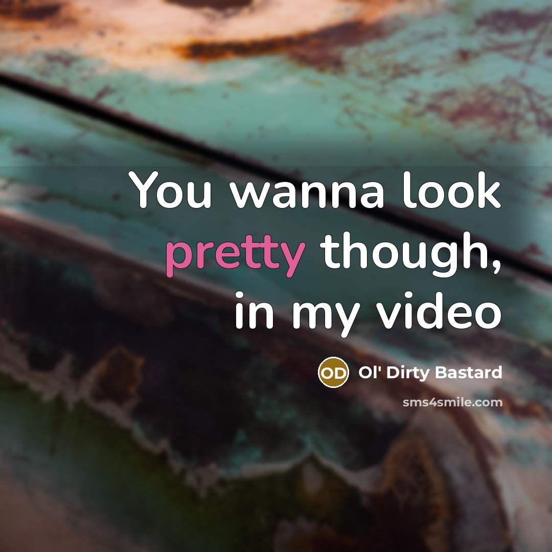 “You wanna look pretty though, in my video…” quote by Ol' Dirty Bastard