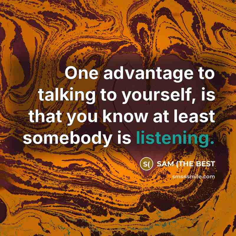 “One advantage to talking to yourself, is that you know…” quote by SAM (THE BEST