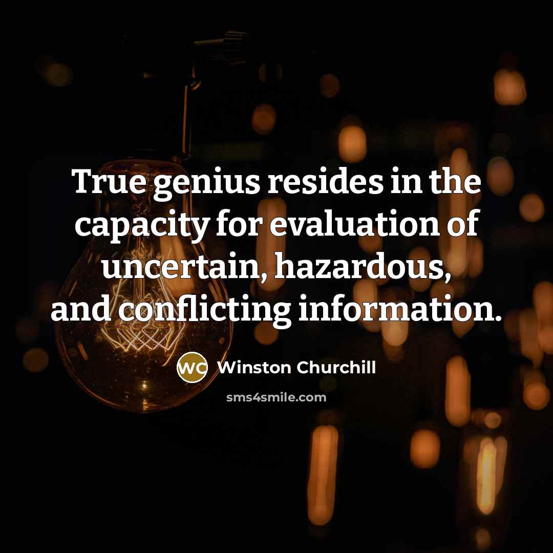 “True genius resides in the capacity for evaluation of uncertain,…” quote by Winston Churchill