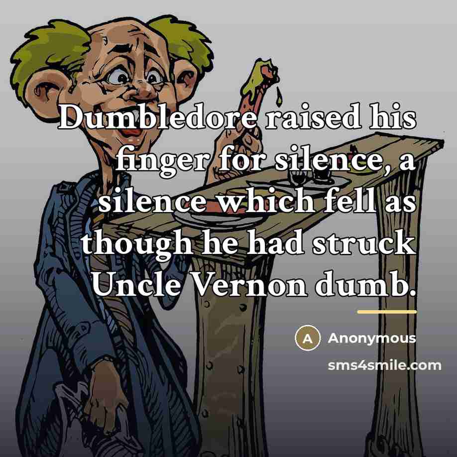 “Dumbledore raised his finger for silence, a silence which fell…” quote by Anonymous