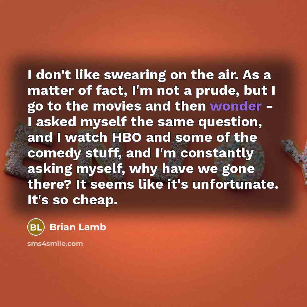 “I don't like swearing on the air. As a matter…” quote by Brian Lamb