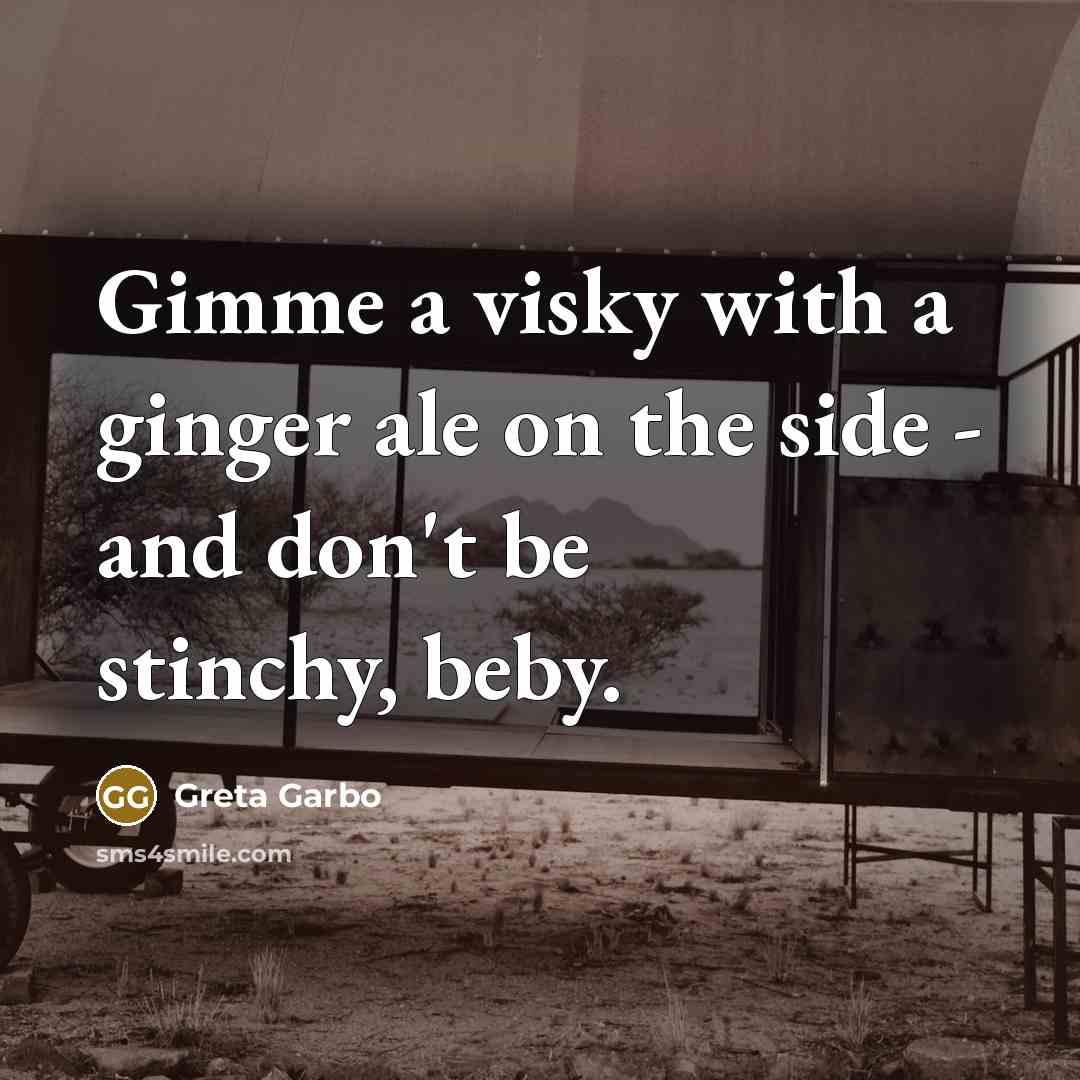 “Gimme a visky with a ginger ale on the side…” quote by Greta Garbo