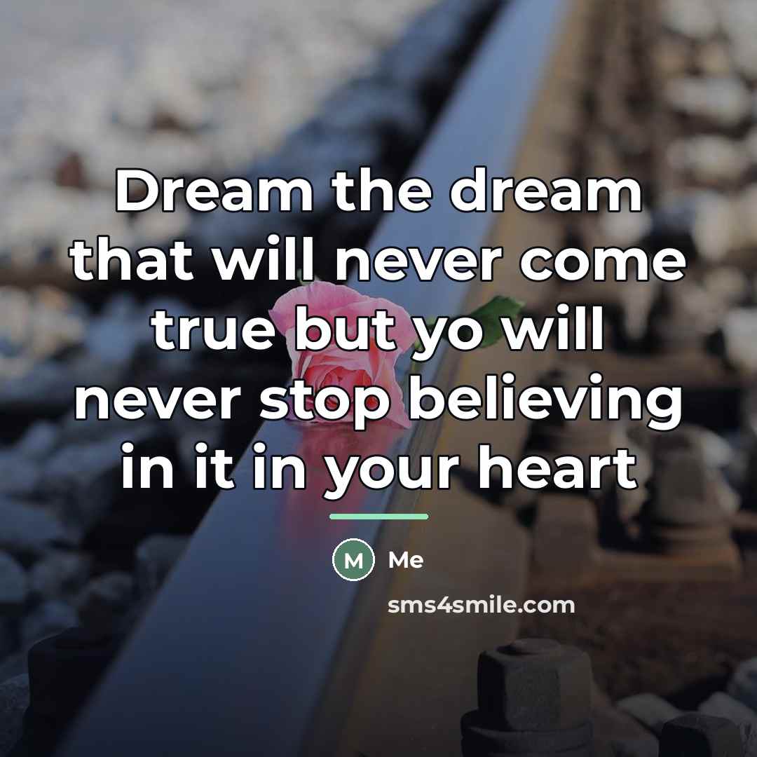 “Dream the dream that will never come true but yo…” quote by Me
