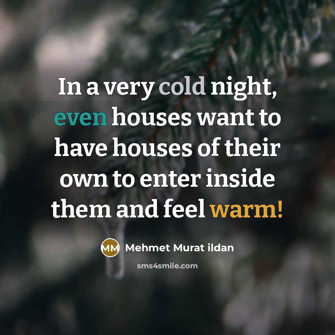 “In a very cold night, even houses want to have…” quote by Mehmet Murat Ildan