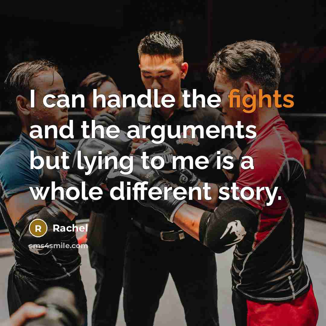 “I can handle the fights and the arguments but lying…” quote by Rachel