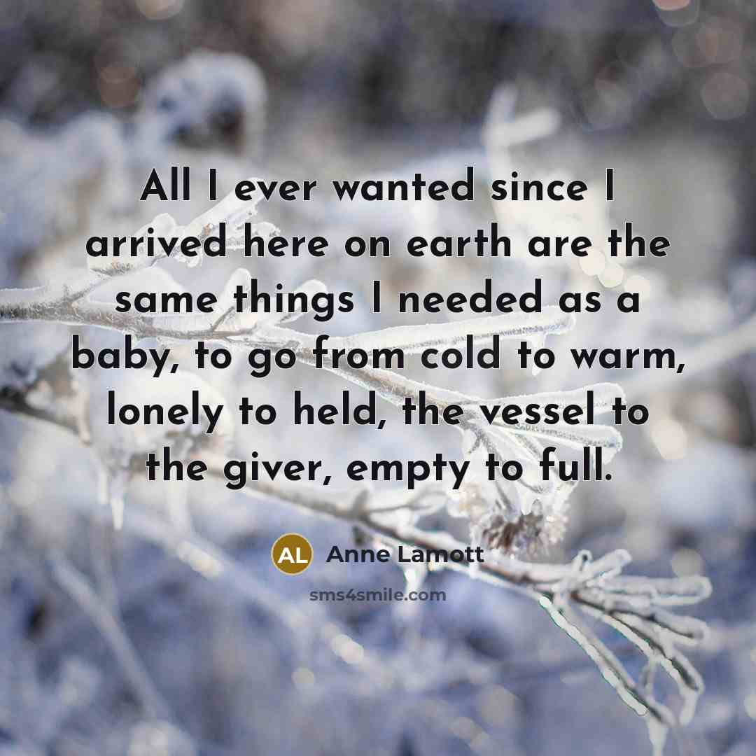 “All I ever wanted since I arrived here on earth…” quote by Anne Lamott