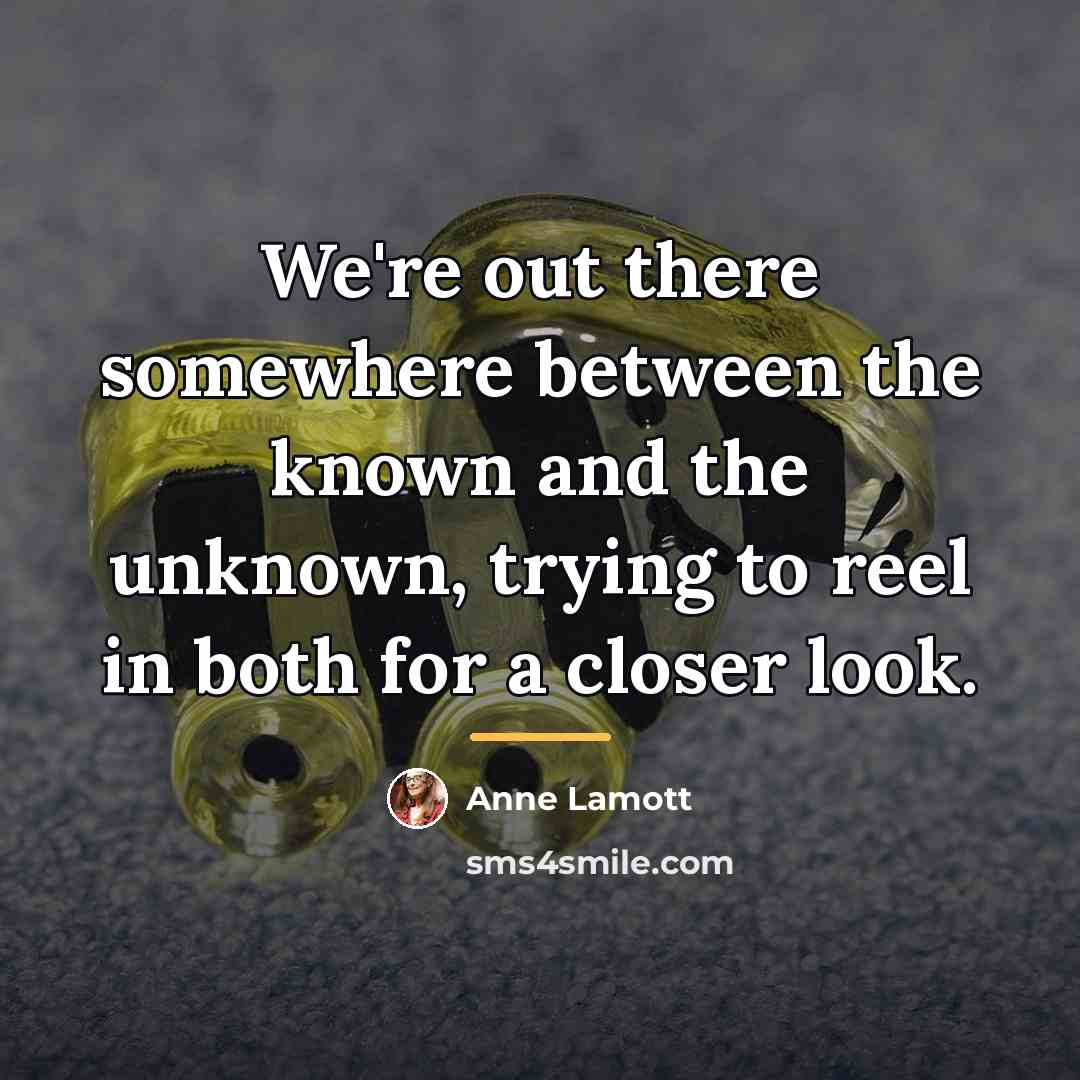 “We're out there somewhere between the known and the unknown,…” quote by Anne Lamott