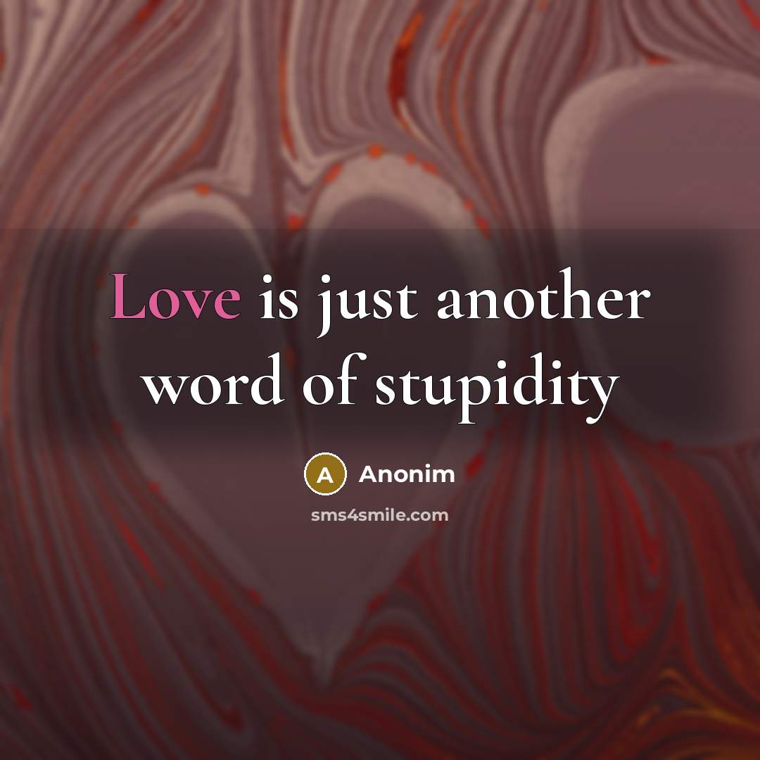 “Love is just another word of stupidity…” quote by Anonim