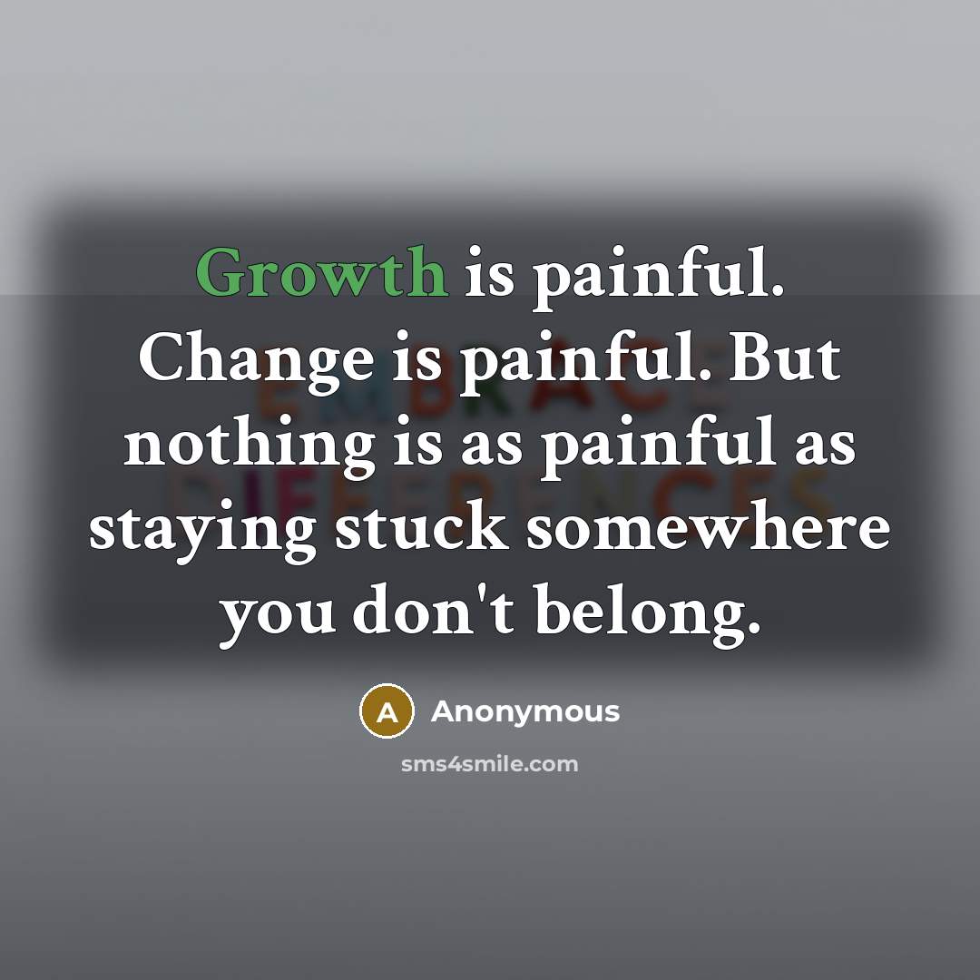 “Growth is painful. Change is painful. But nothing is as…” quote by Anonymous