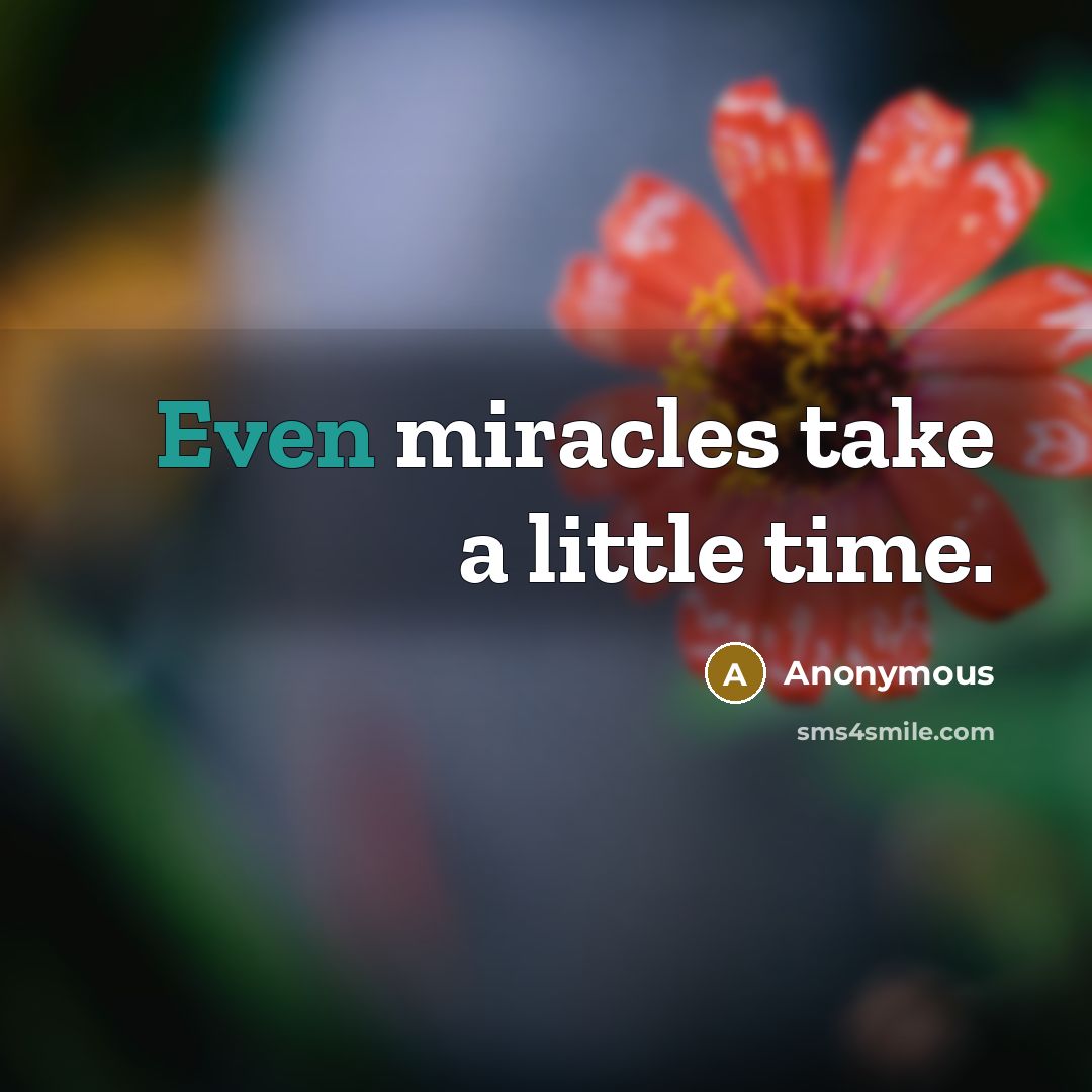 “Even miracles take a little time.…” quote by Anonymous