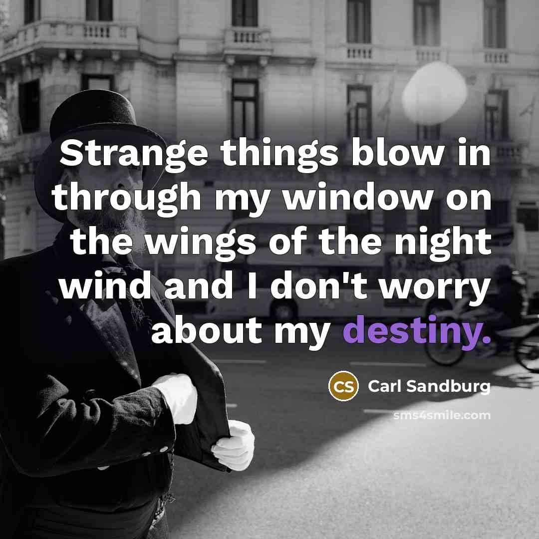 “Strange things blow in through my window on the wings…” quote by Carl Sandburg