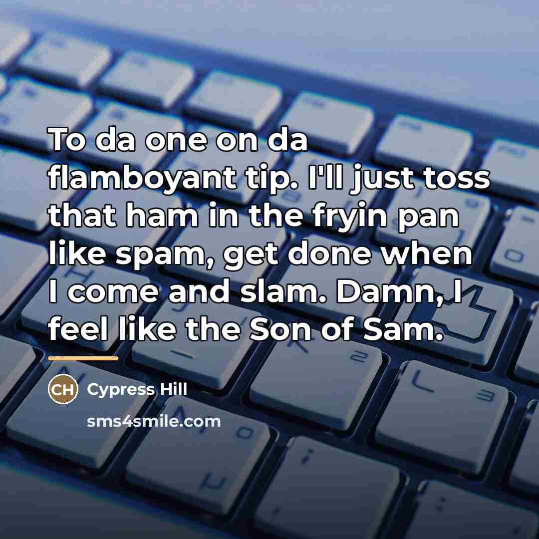 “To da one on da flamboyant tip. I'll just toss…” quote by Cypress Hill