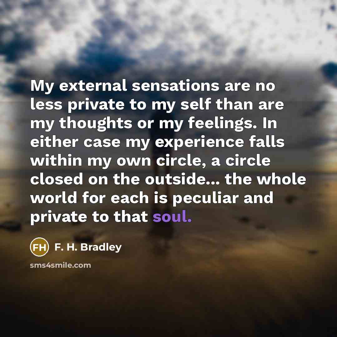“My external sensations are no less private to my self…” quote by F. H. Bradley