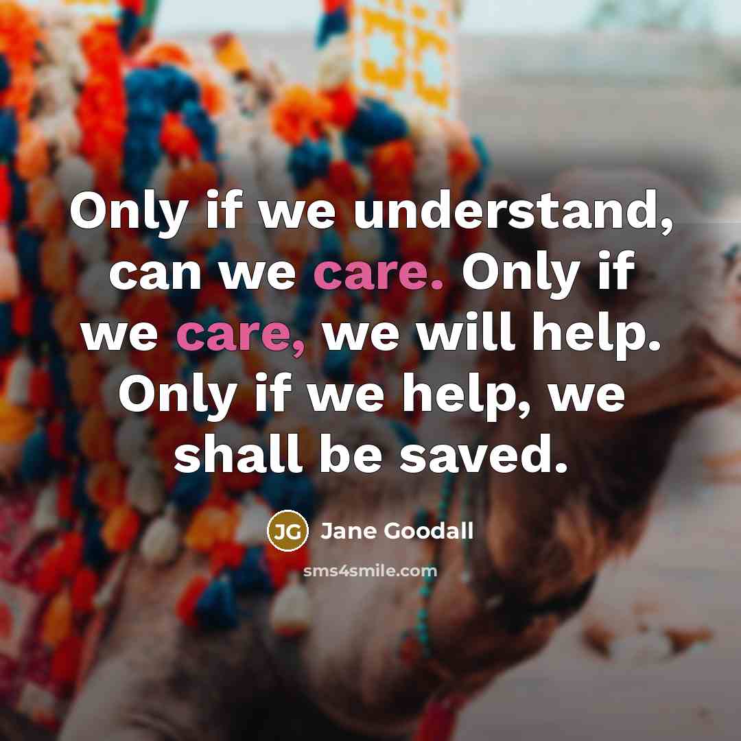 “Only if we understand, can we care. Only if we…” quote by Jane Goodall