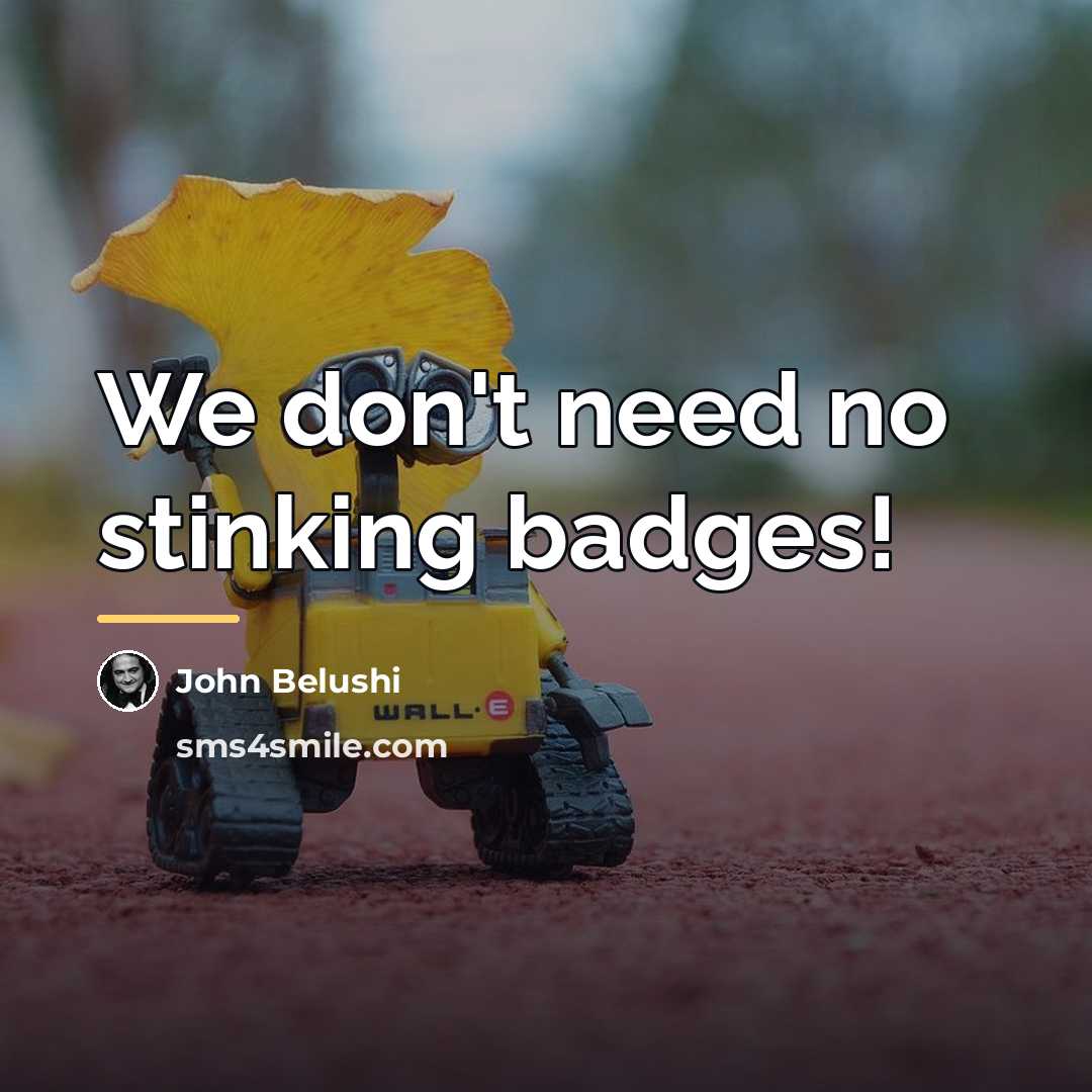 “We don't need no stinking badges!…” quote by John Belushi