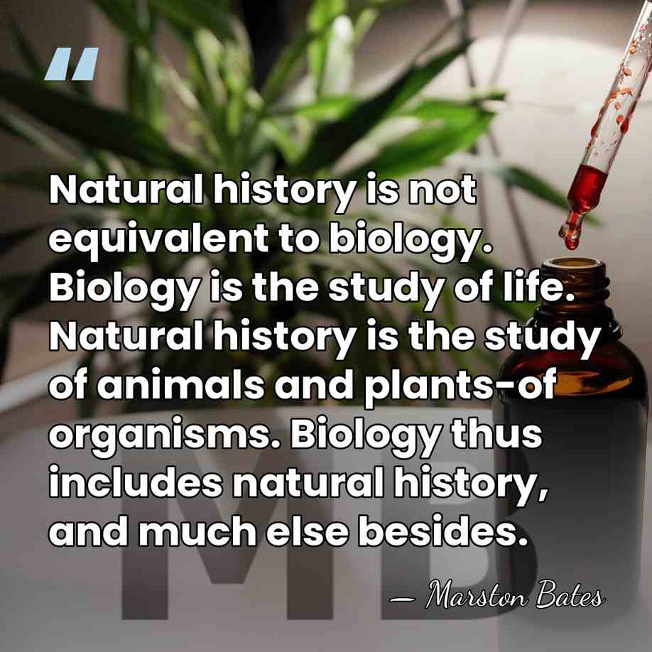 Natural history is not equivalent to biology. Biology is the study of&hellip; - Marston Bates