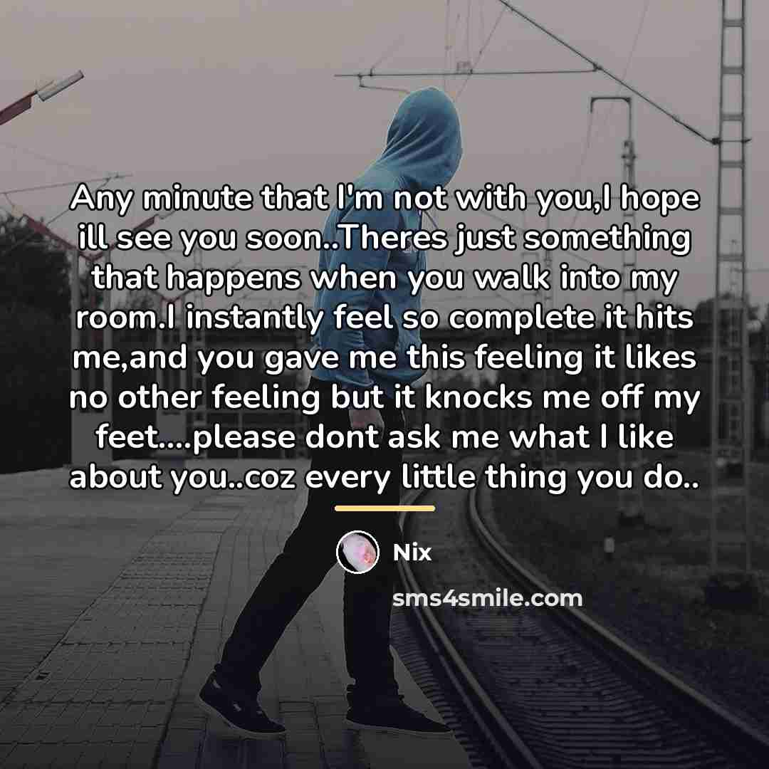 “Any minute that I'm not with you,I hope ill see…” quote by Nix