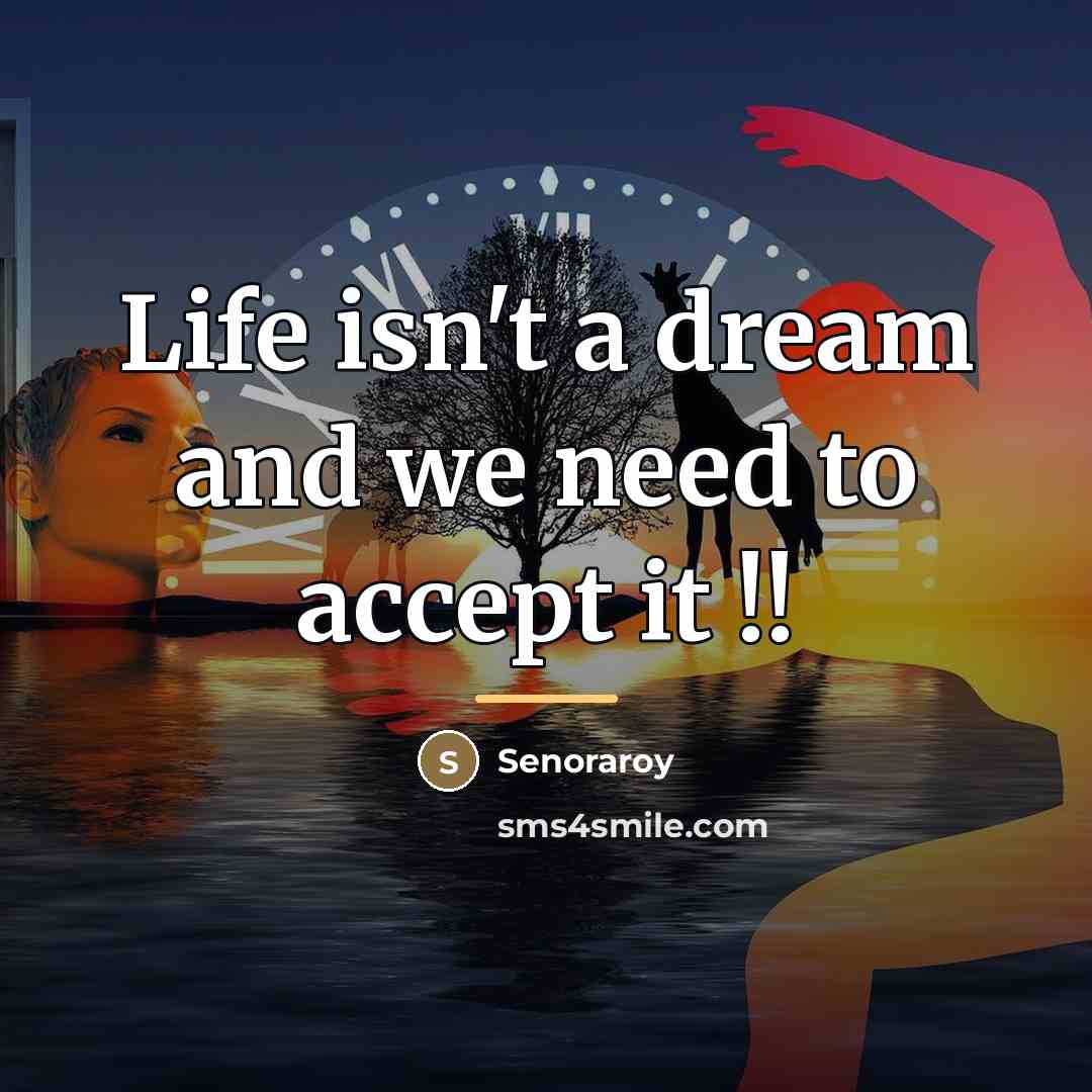 “Life isn't a dream and we need to accept it…” quote by Senoraroy