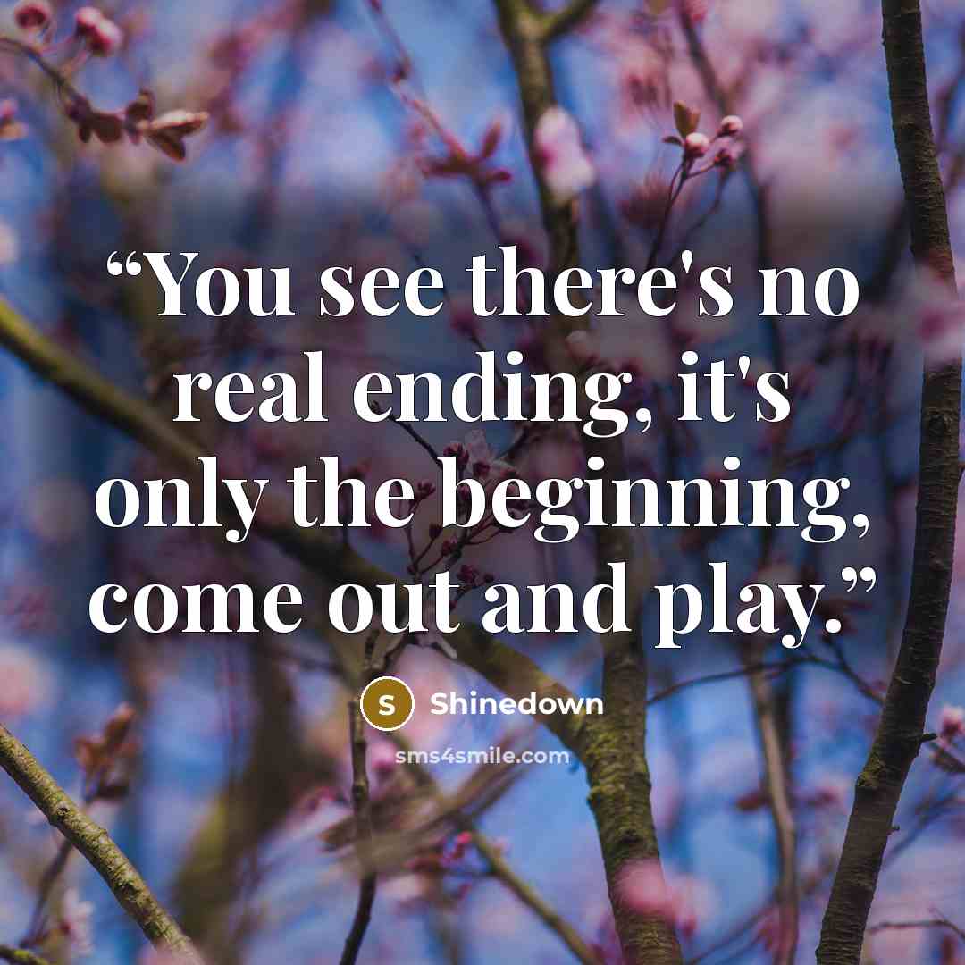 “You see there's no real ending, it's only the beginning, come out and play.” quote by Shinedown
