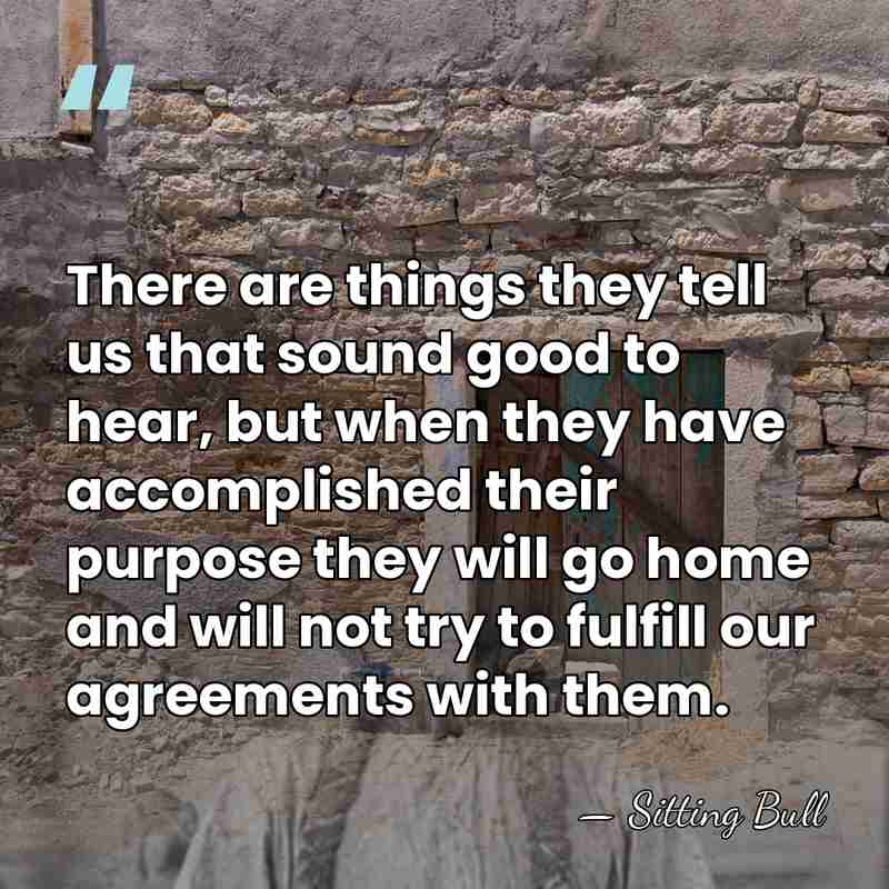 There are things they tell us that sound good to hear, but&hellip; - Sitting Bull