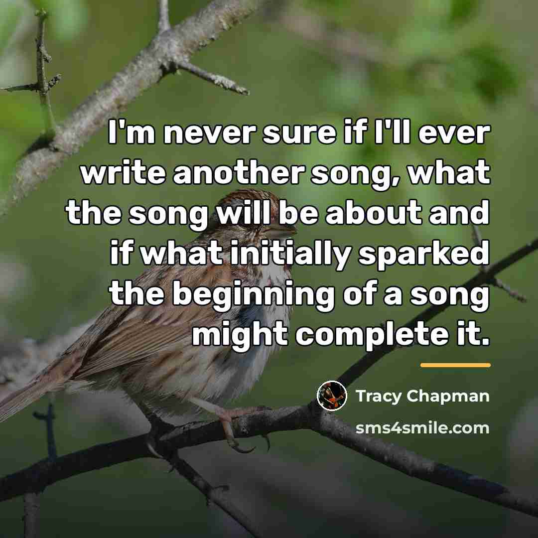 “I'm never sure if I'll ever write another song, what…” quote by Tracy Chapman