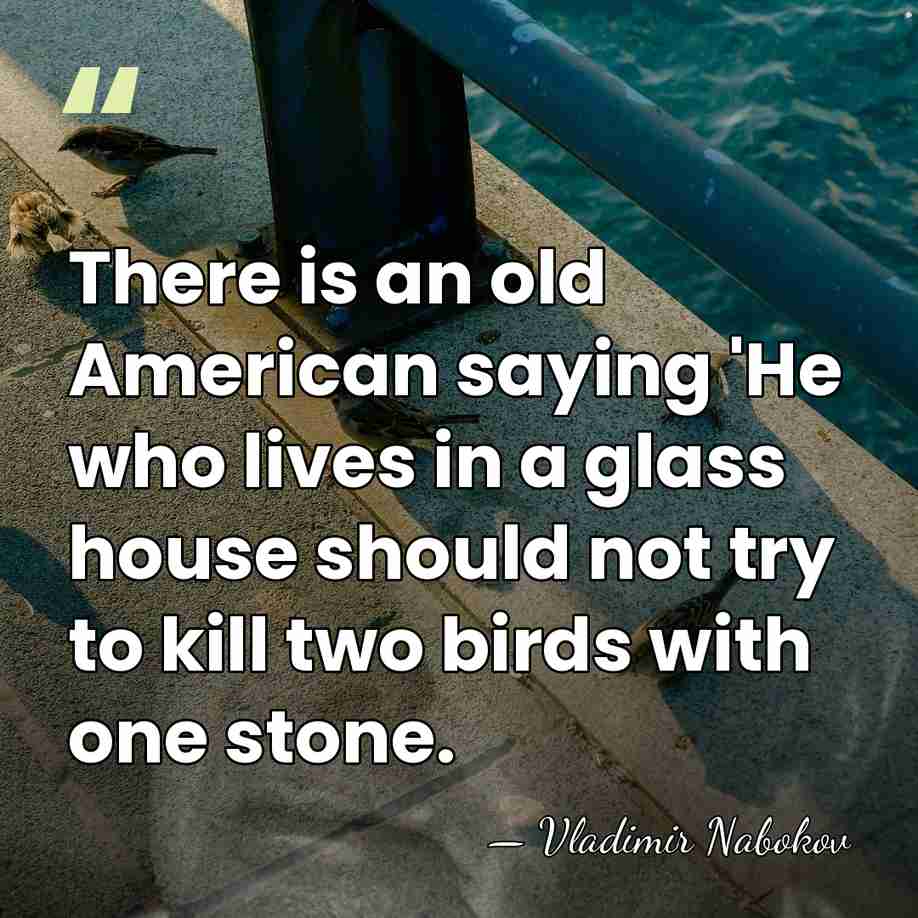 There is an old American saying 'He who lives in a glass&hellip; - Vladimir Nabokov