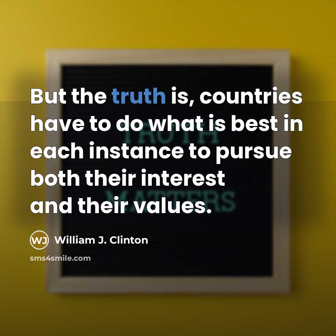 “But the truth is, countries have to do what is…” quote by William J. Clinton
