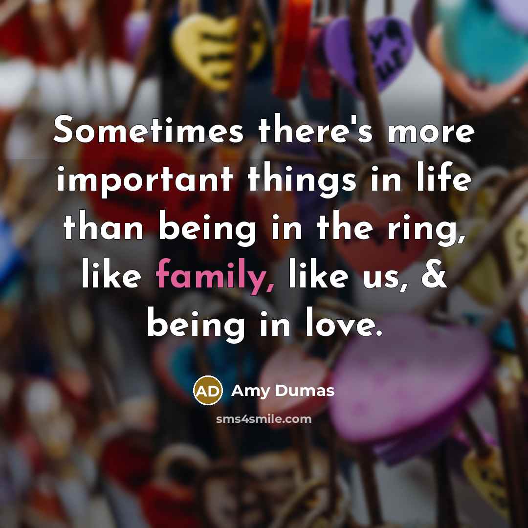 “Sometimes there's more important things in life than being in…” quote by Amy Dumas