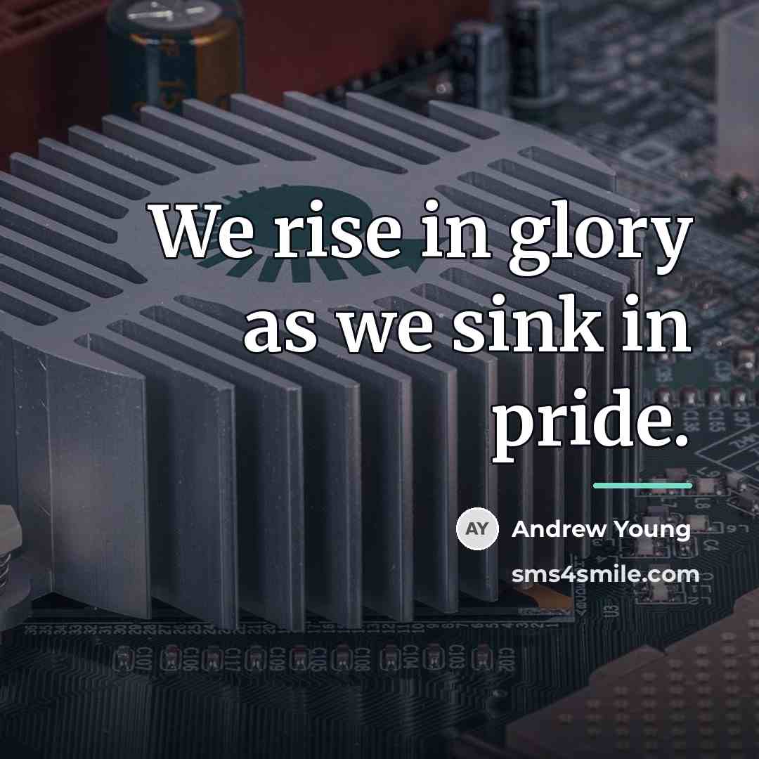 “We rise in glory as we sink in pride.…” quote by Andrew Young