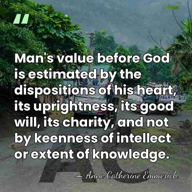 Man's value before God is estimated by the dispositions of his heart,&hellip; - Anne Catherine Emmerich