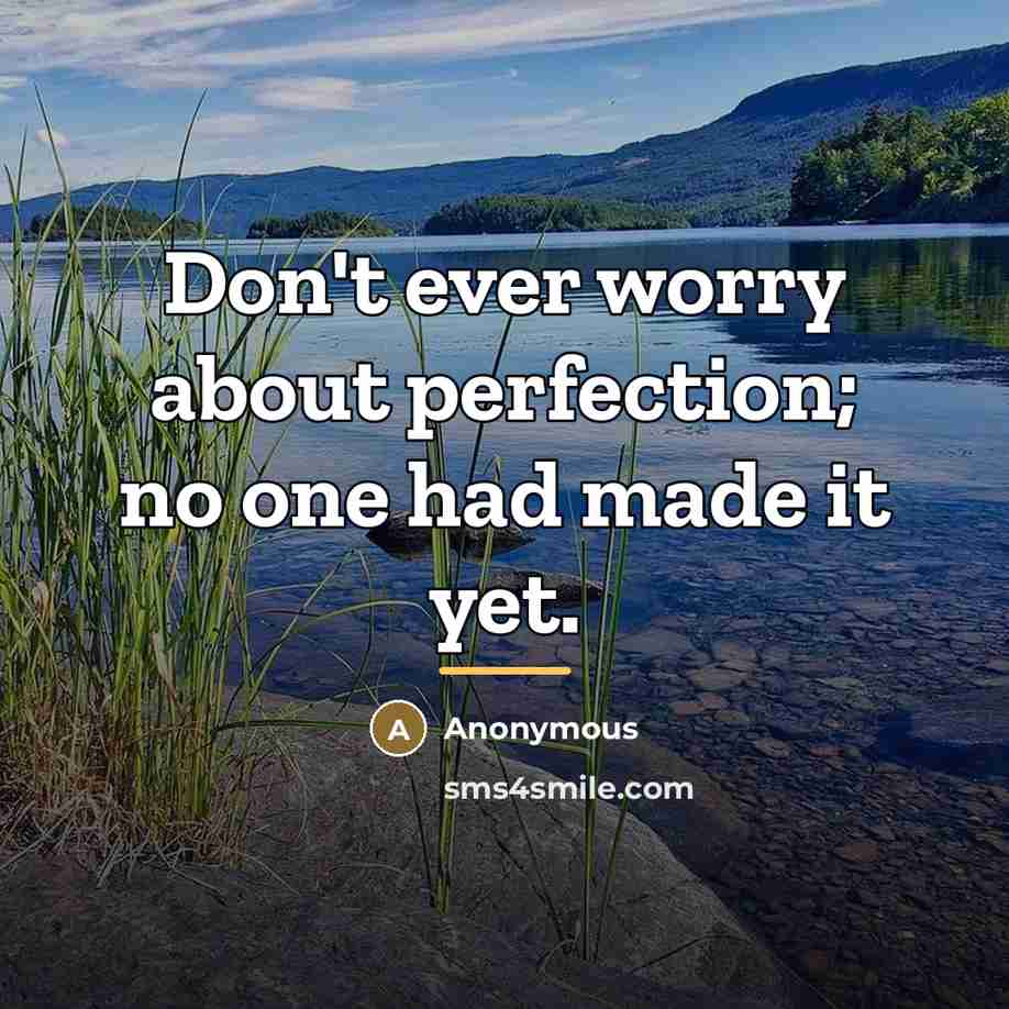 “Don't ever worry about perfection; no one had made it…” quote by Anonymous