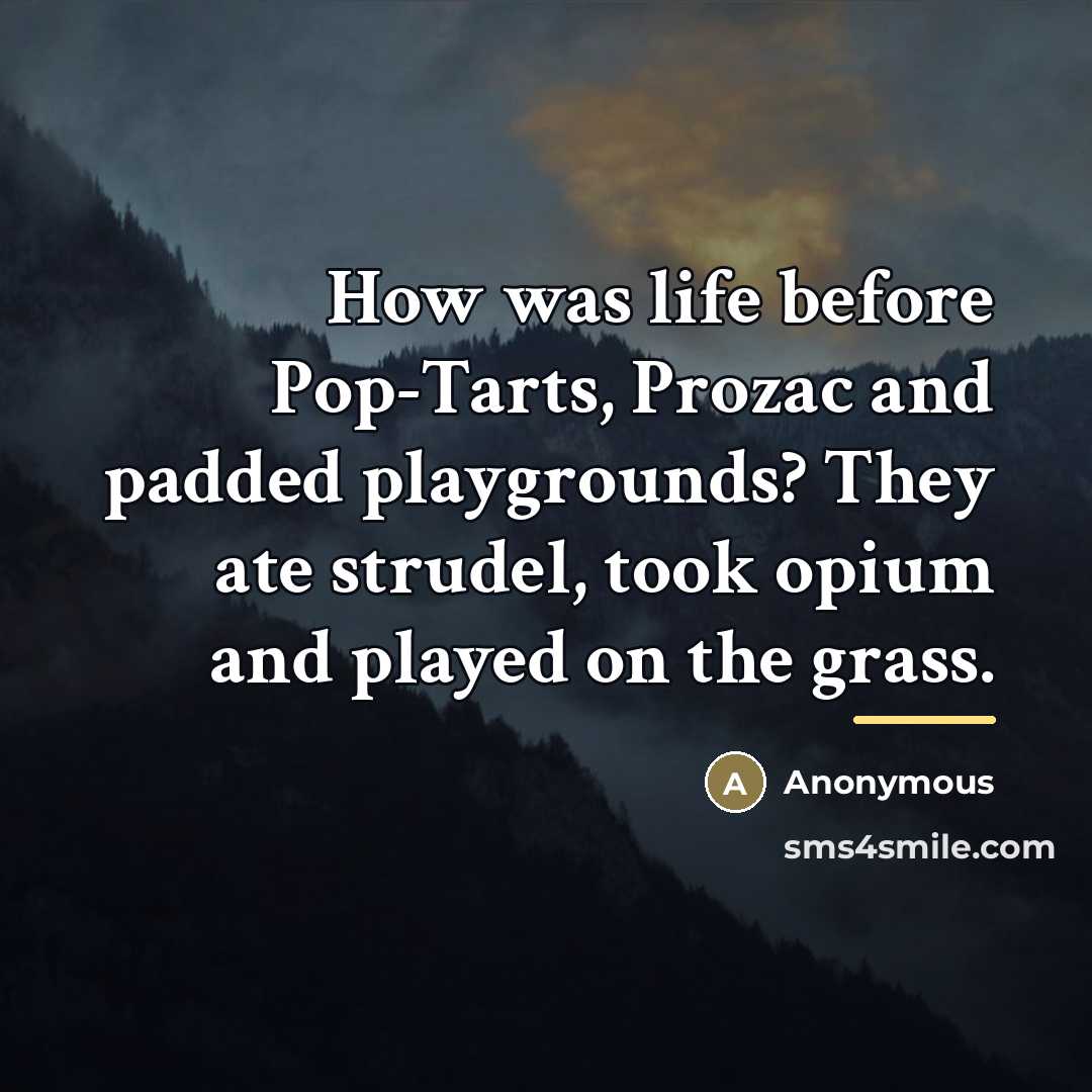 “How was life before Pop-Tarts, Prozac and padded playgrounds? They…” quote by Anonymous