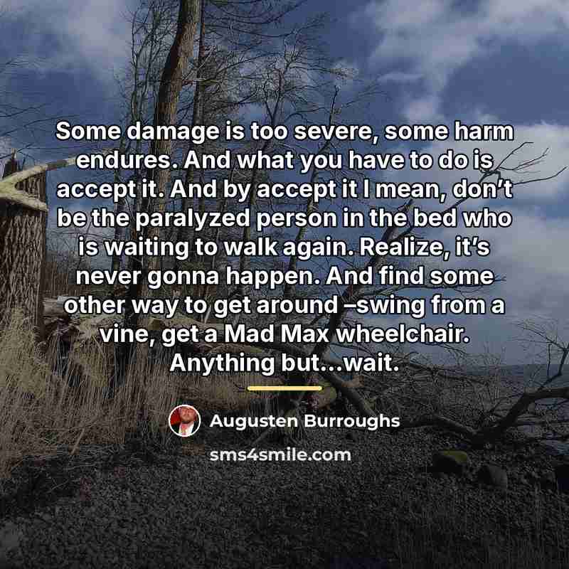 “Some damage is too severe, some harm endures. And what…” quote by Augusten Burroughs