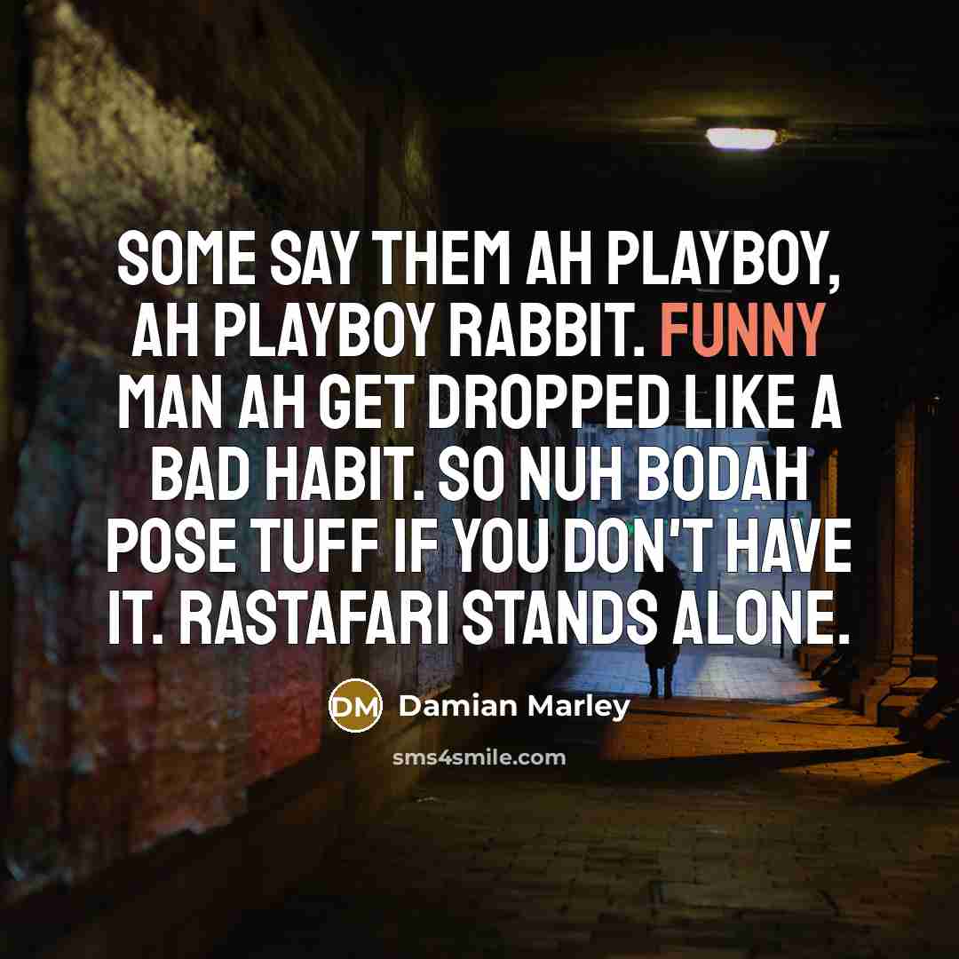 “Some say them ah playboy, ah playboy rabbit. Funny man…” quote by Damian Marley
