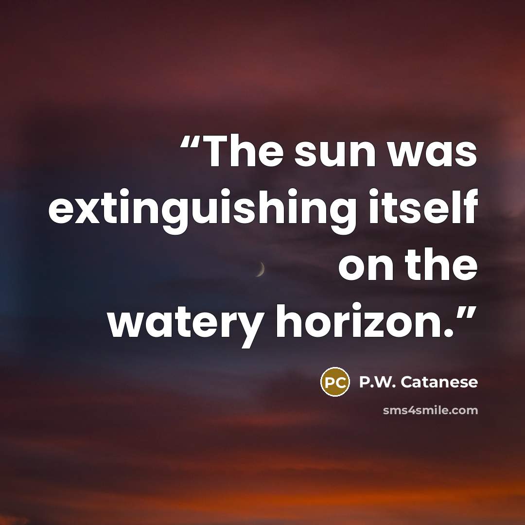 “The sun was extinguishing itself on the watery horizon.” quote by P.W. Catanese